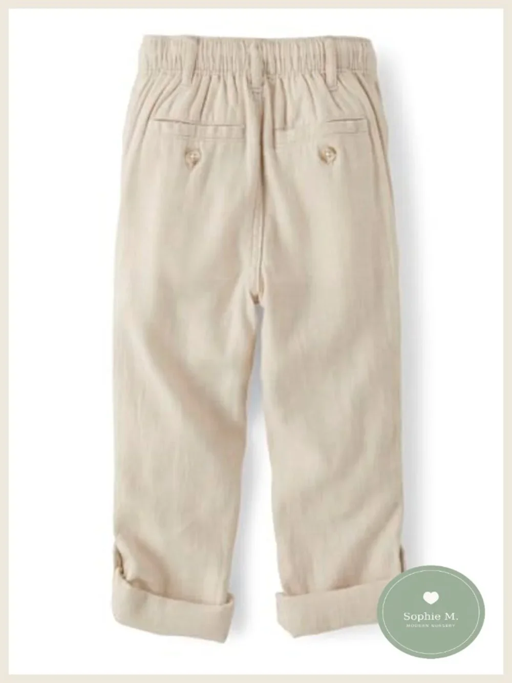 Boys Linen Pants, Pull-On Tapered Chino with Pockets